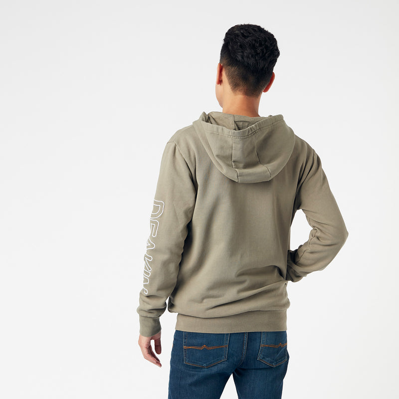 Unisex embroidered zip thru hoodie - Khaki